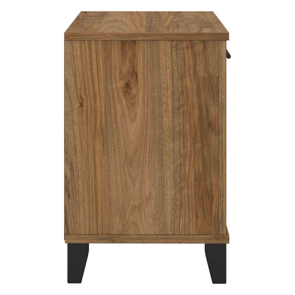 Somerset Nightstand with Drawer and Shelves in Fresh Walnut - Engineered Wood