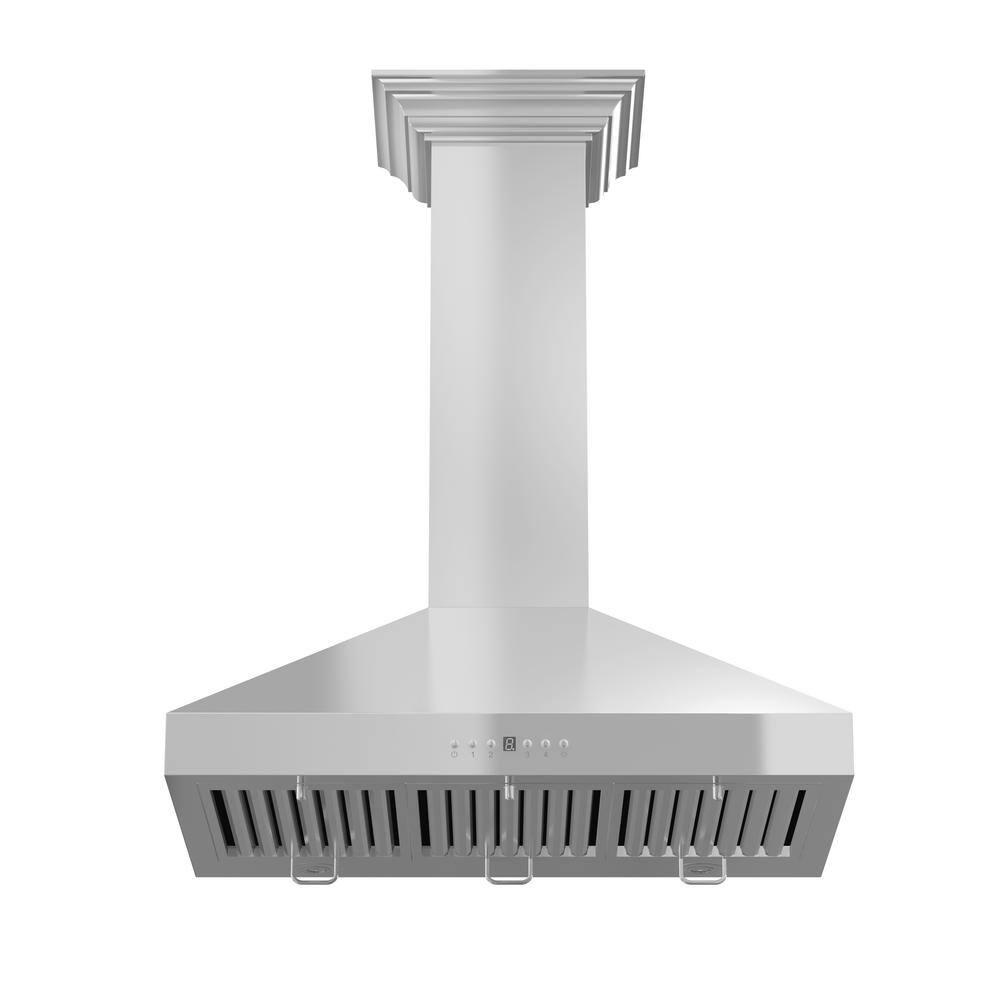 ZLINE ZLINE 36 in. Convertible Vent Convertible Vent Wall Mount Range Hood in Stainless Steel W/ Crown Molding (KL3CRN-36)