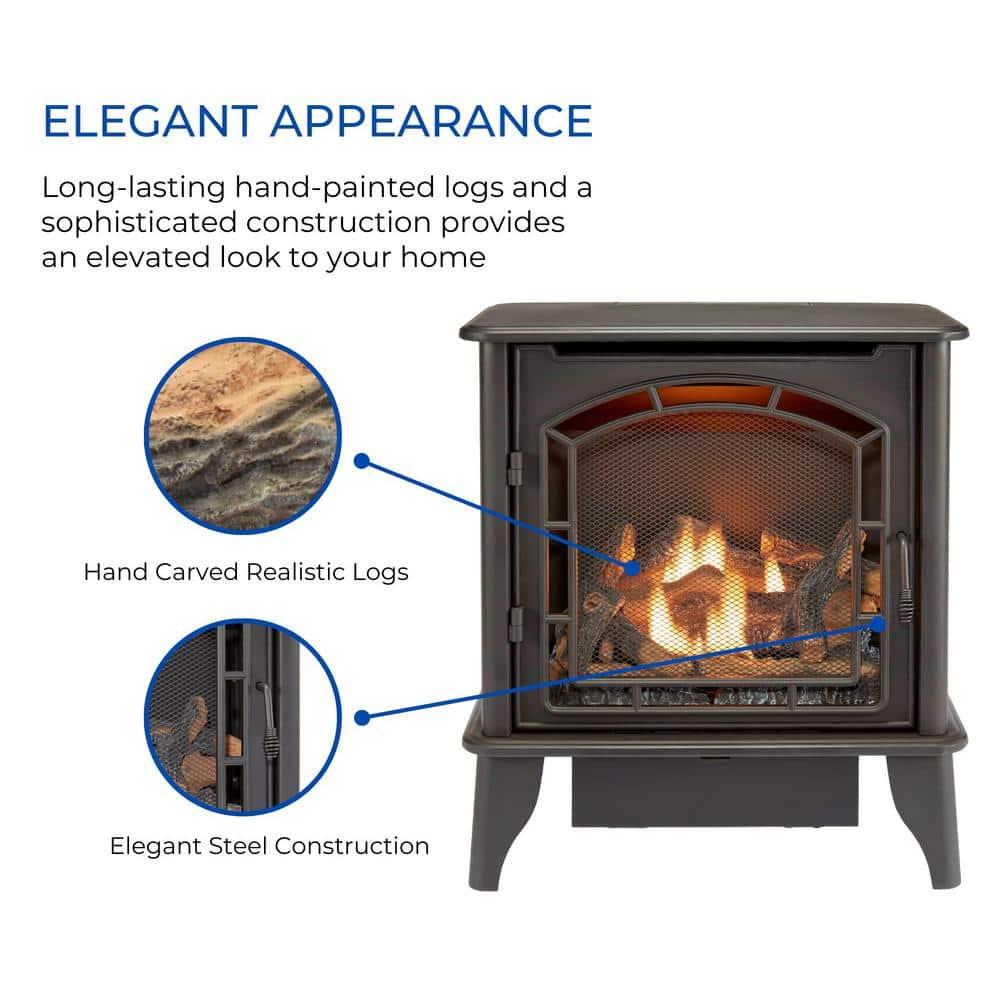 Bluegrass Living Bluegrass Living Panorama Vent Free Dual Fuel 3-Sided Gas Stove - 23,000 BTU, Remote Control, Black Finish - Model# BTSD23RT
