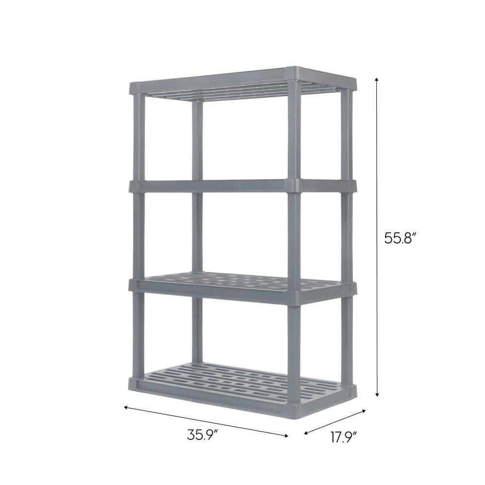 IRIS USA, Inc. 4-Tier Large Plastic Garage Storage Shelving Unit, Gray (18 W x 56 H x 36 D)