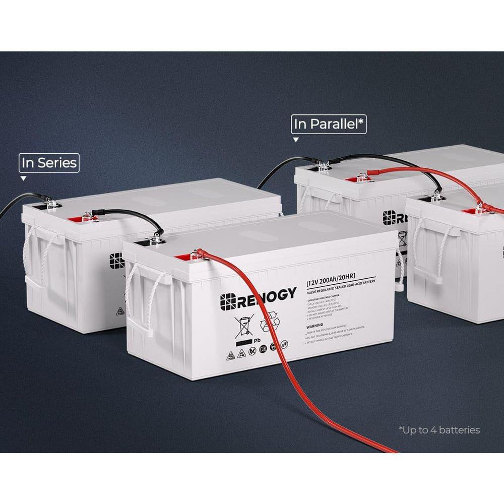 Renogy Deep Cycle AGM Battery 12 Volt 200Ah, 2000A Max Discharge Current, Safe Charge Most Home Appliances for RV, Camping, Cabin, Marine and Off-Grid System, Maintenance-Free