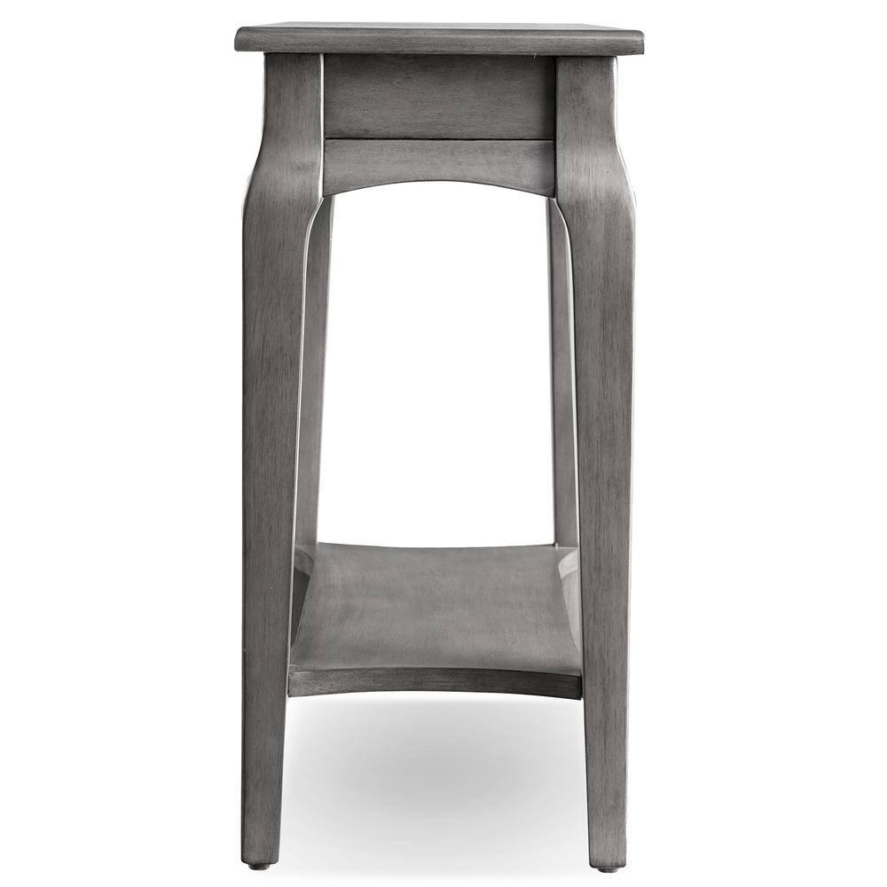 Leick Home Solid Wood Stratus 12 in. Narrow Side End Table with Shelf, Smoke Gray
