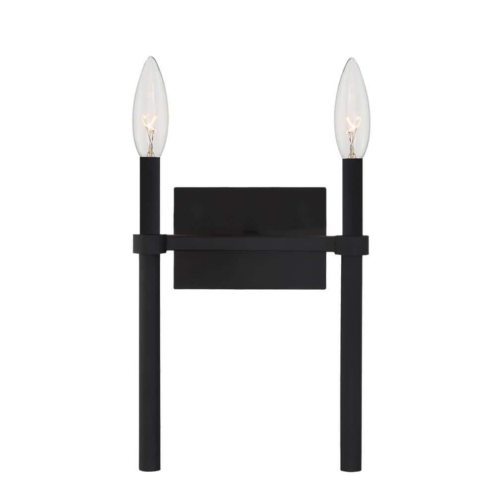 2 Light Black  Wall Mount - 13.75W x 18.37H x 7.125D