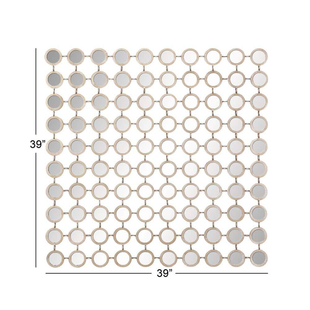 DecMode 40" x 40" Gold Geometric Wall Mirror with Grid Pattern