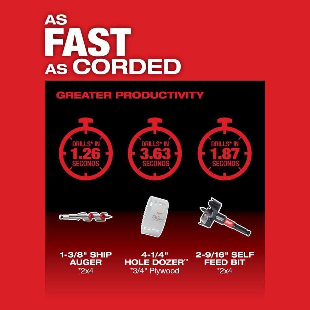 Milwaukee 2809-20 M18 FUEL 18-Volt Lithium-Ion Brushless Cordless GEN 2 Super Hawg 1/2 in. Right Angle Drill (Tool-Only)