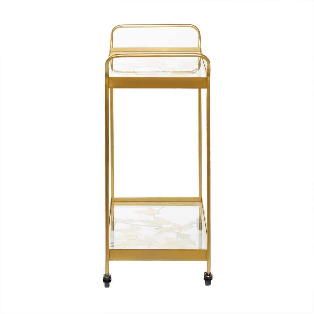 DecMode Metal Bar Cart Contemporary Gold