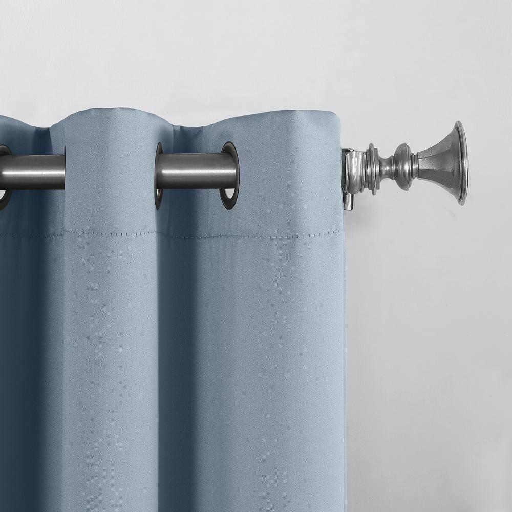 54"x63" Sun Zero Room Darkening Seymour Grommet Curtain Panel Vintage Blue: Modern Thermal Insulated, Noise Reduction
