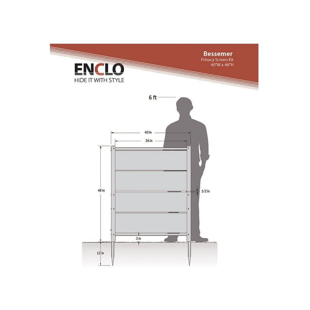 Enclo Enclo 4 ft H x 3.3 ft W Bessemer WoodTek Vinyl Charcoal Privacy Screen Kit (2 Panels)