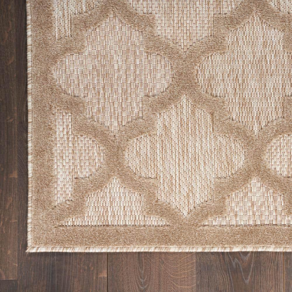 Nourison Easy Care Trellis Flatweave Indoor Outdoor Area Rug 6' x 9' Natural Beige