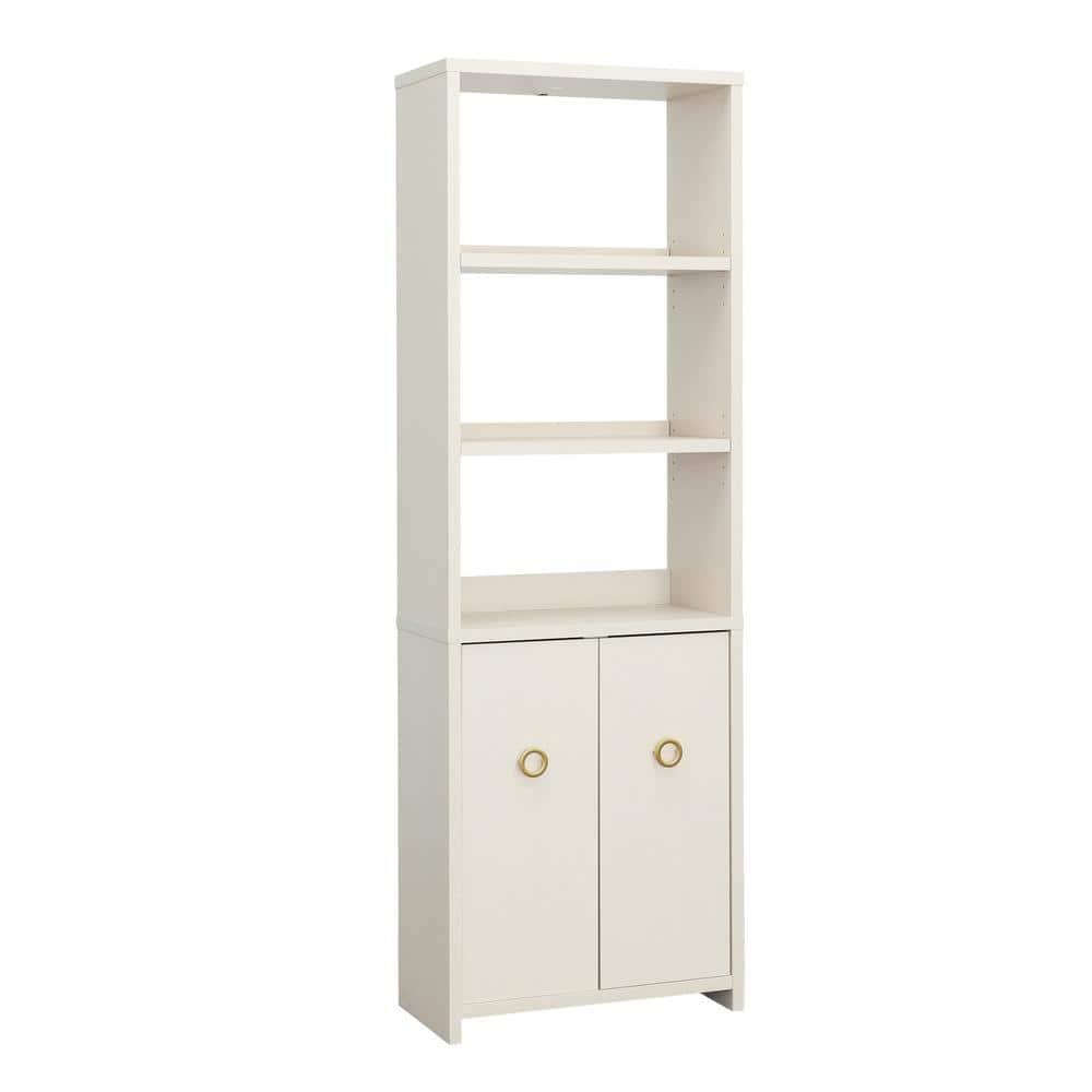 Sauder 70" 5 Shelf Grand Coast Bookcase with Doors Dove Linen