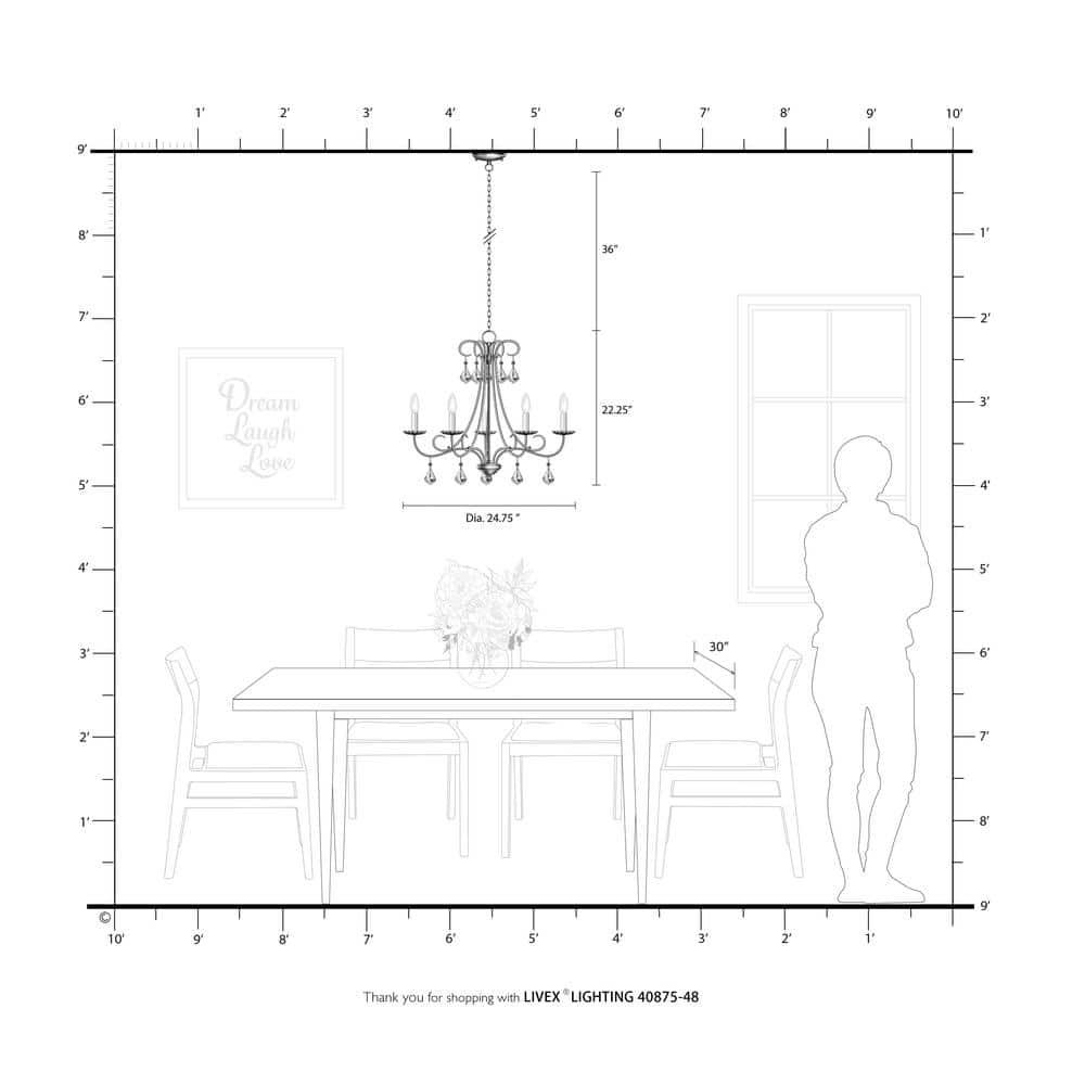 Livex Lighting Daphne 5 - Light Chandelier in  Antique Gold Leaf