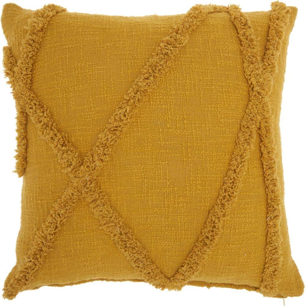 18"x18" Distressed Diamond Square Throw Pillow Mustard - Mina Victory: Cotton, Zipper Closure, Indoor Use