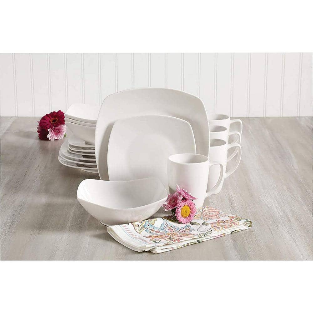 Gibson 102539.16RM Porcelain Zen Buffet 16pc Dinnerware Set, White (2 Pack)