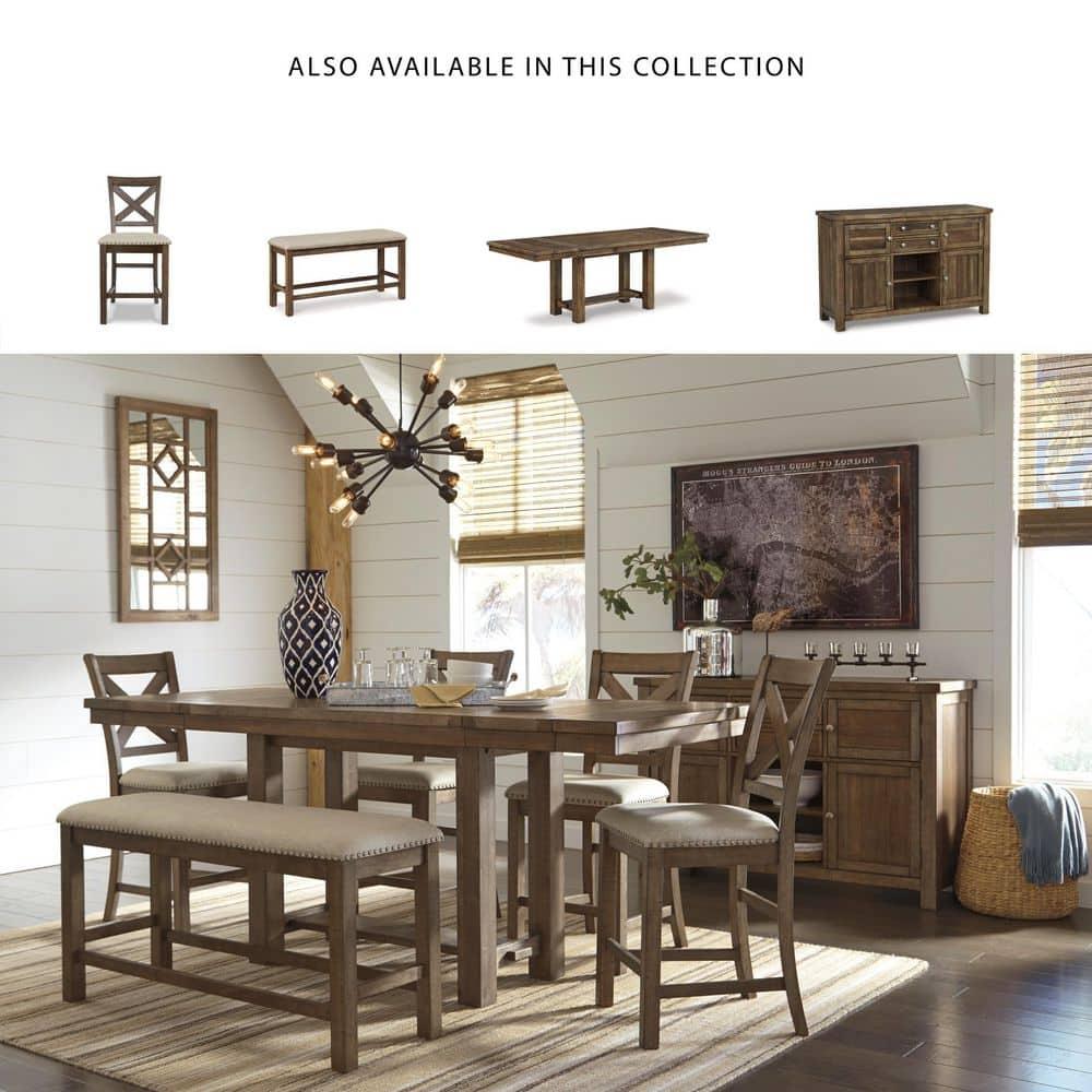 Signature Design by Ashley Casual Moriville Counter Height Dining Bench  Beige