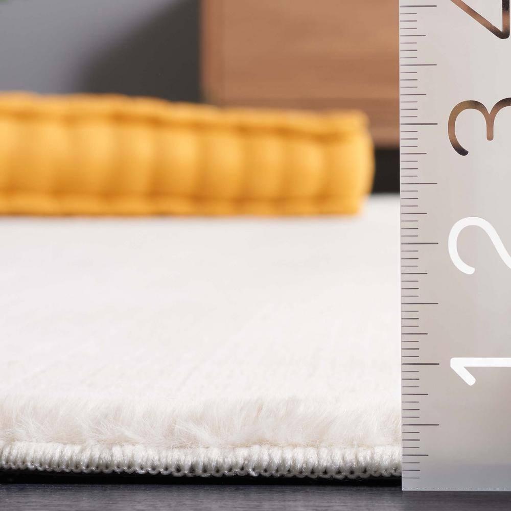 SAFAVIEH Faux Rabbit Fur Daven Solid Area Rug, Beige, 6' x 6' Square