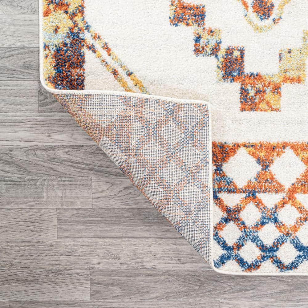 JONATHAN Y Amir Moroccan Beni Souk Ivory/Blue/Orange 5 ft. x 8 ft. Area Rug