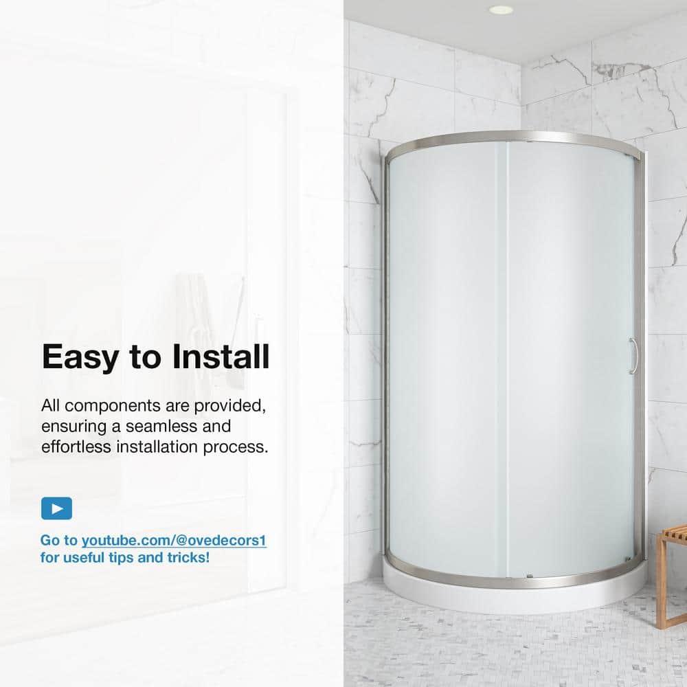 OVE Decors Breeze 33 in. Round Shower Kit w/ Frosted, Base, Wall