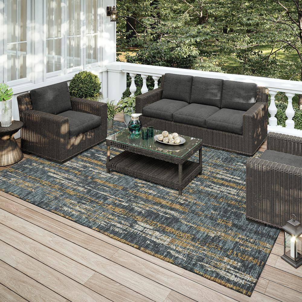 Addison Rugs Indoor/Outdoor Rylee Modern Stripes Washable Rug 9' x 12' - Granite