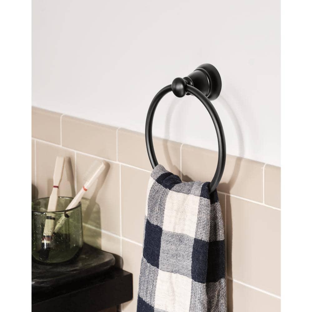 Moen Banbury Y2686BL Towel Ring, 6 in Dia Ring, Aluminum/Zinc, Matte, Wall Mounting