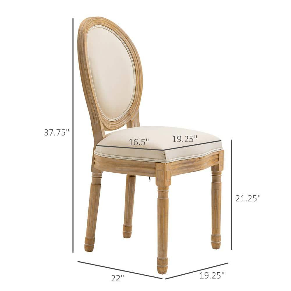 HOMCOM French-Style Upholstered Dining Chairs Set of 2, Armless Accent Side Chairs with Upholstery