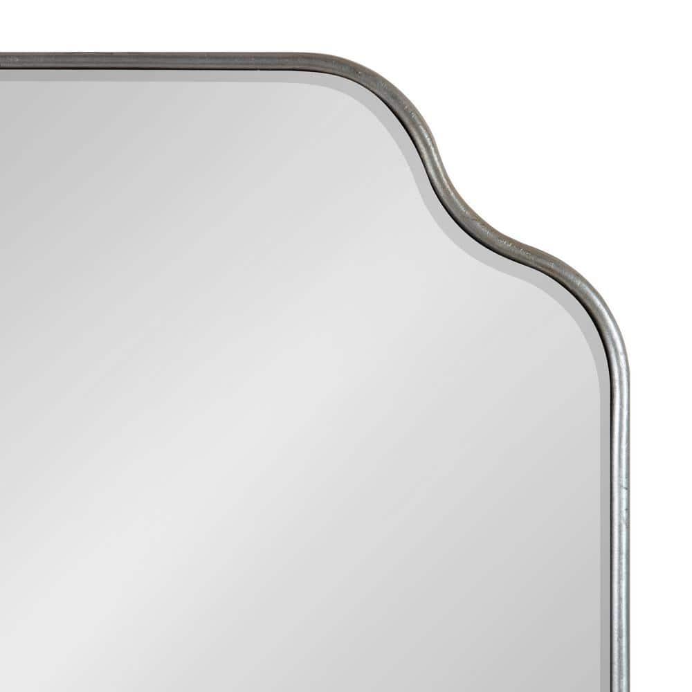 Kate and Laurel Plumley Glam Scalloped Wall Mirror, 24 x 36, Silver, Transitional Mirror Wall Decor
