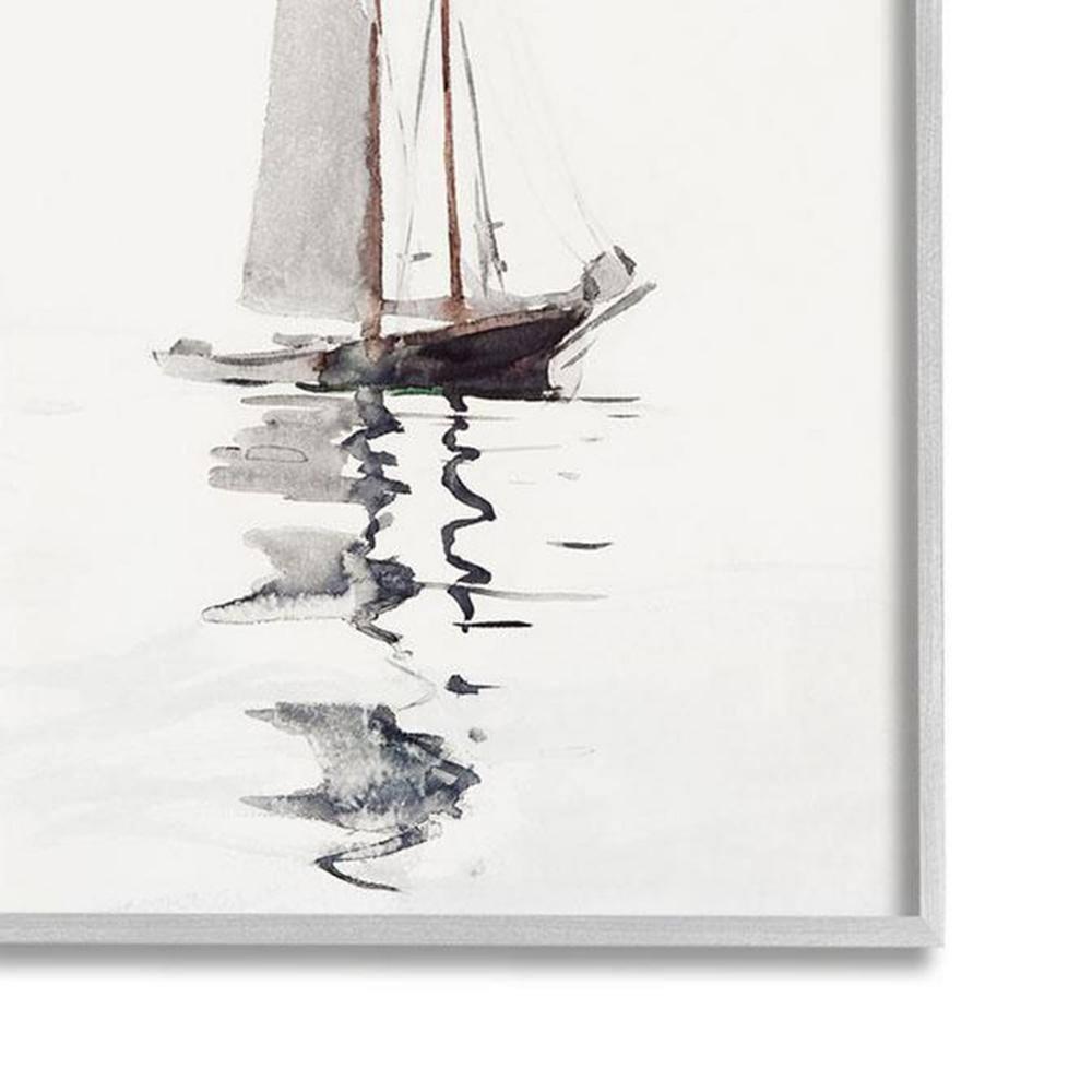 Stupell Industries " Tranquil Sailboat Vessel Floating Lone Ocean Reflection " by Lettered And Lined Painting Print
