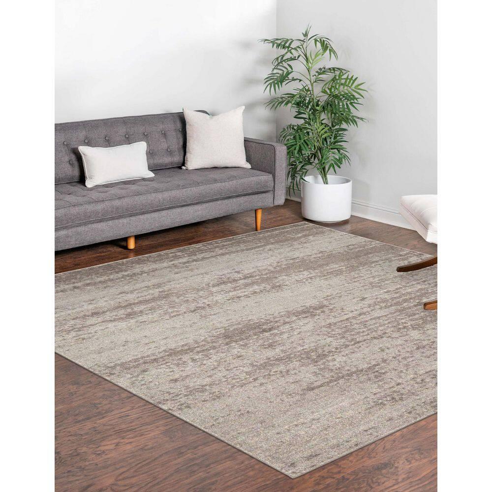 Unique Loom Del Mar Collection Area Rug - Lucille (7' 10" Square, Gray/ Ivory)