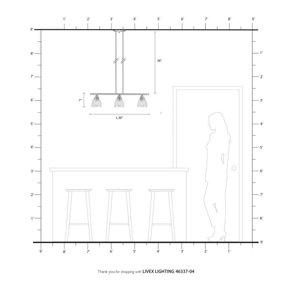 Livex Lighting Montgomery 3 - Light Chandelier in  Black