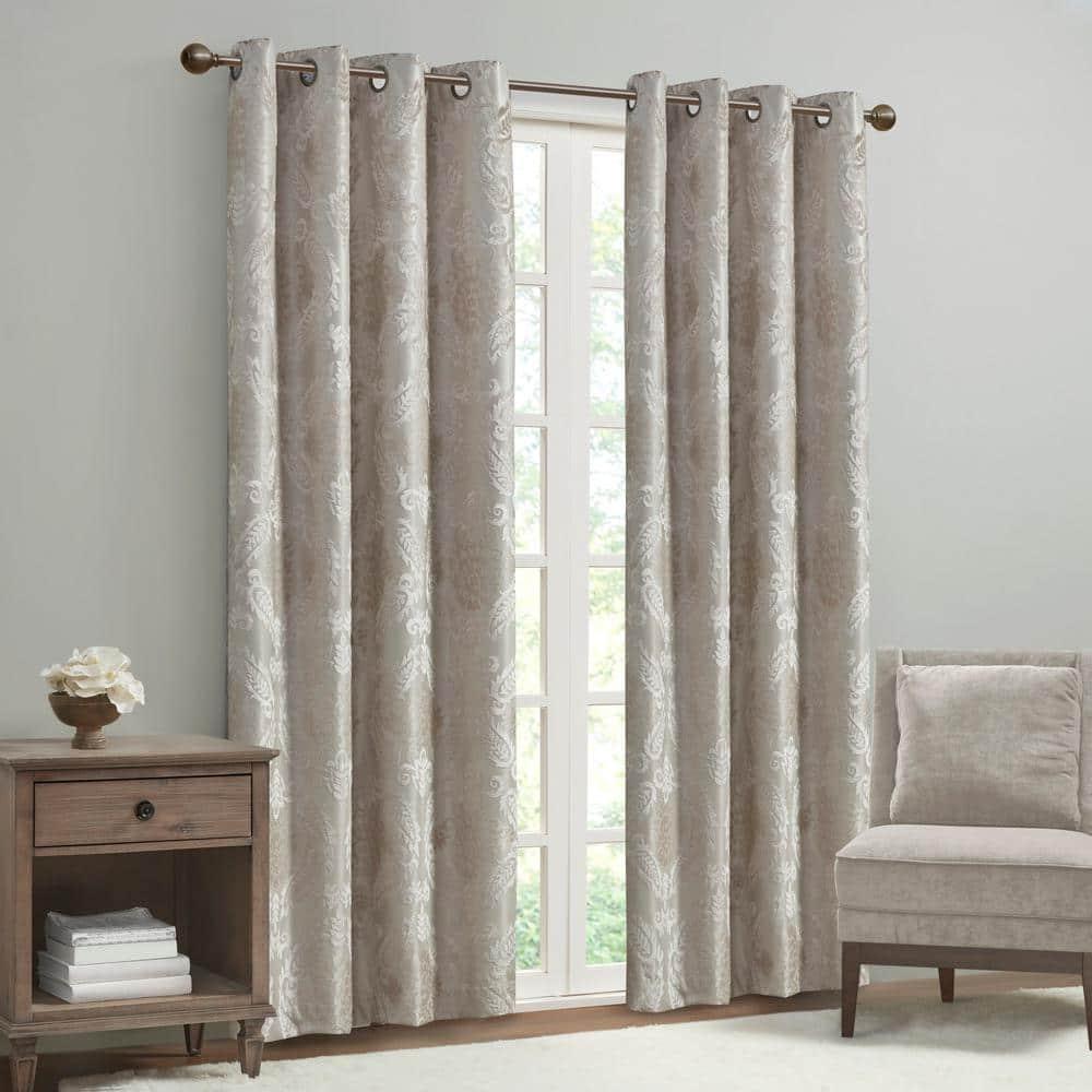 SunSmart Amelia Knitted Jacquard Paisley Total Blackout Grommet Top Curtain Panel