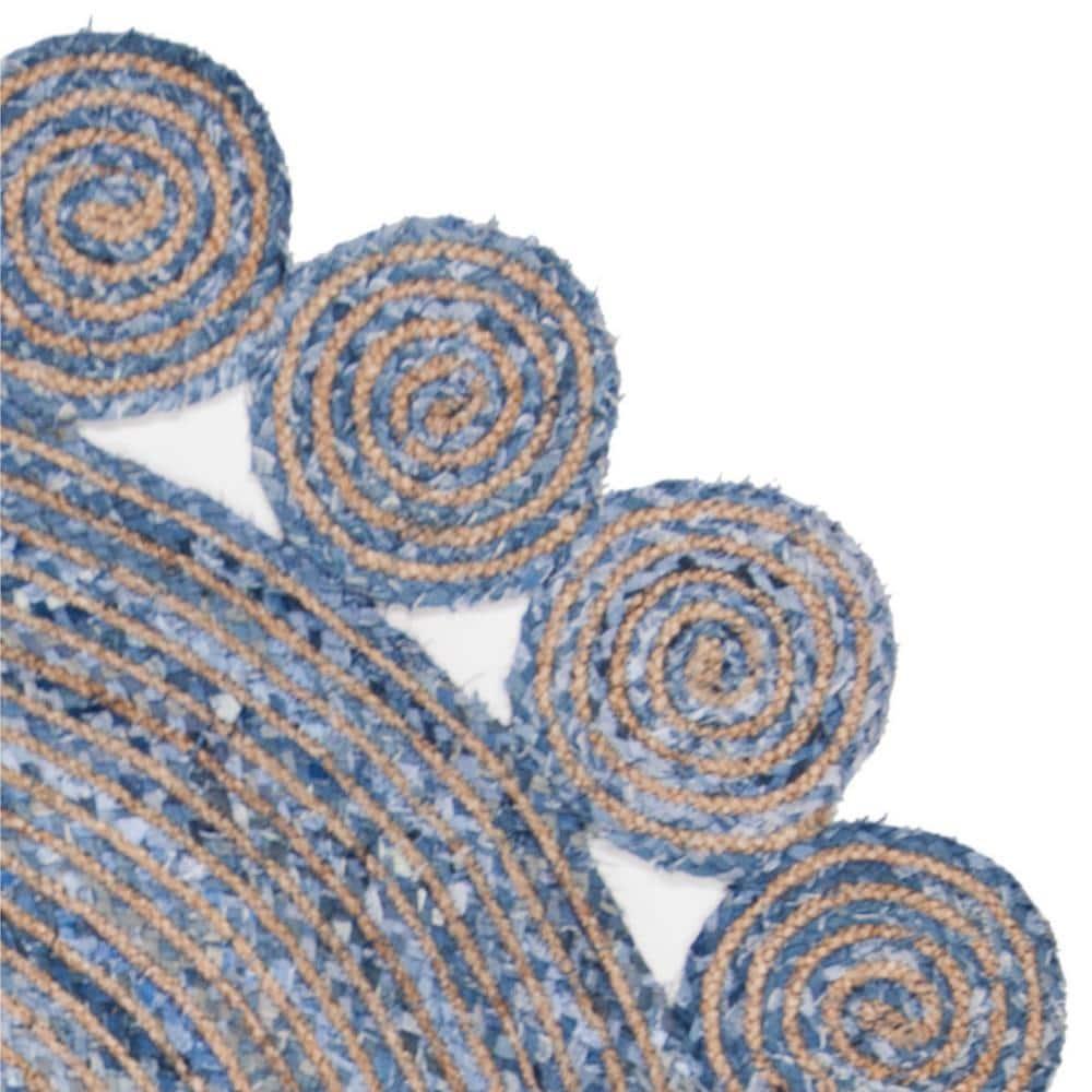 Cape Cod CAP211 Hand Woven Area Rug - Blue/Natural - 6' Round - Safavieh.