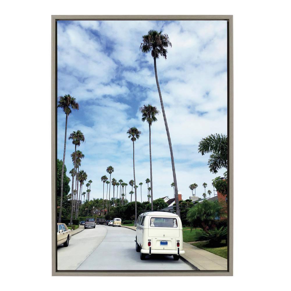 Kate and Laurel Sylvie La Jolla Commute Framed Canvas by Rachel Bolgov, 23x33, Gray
