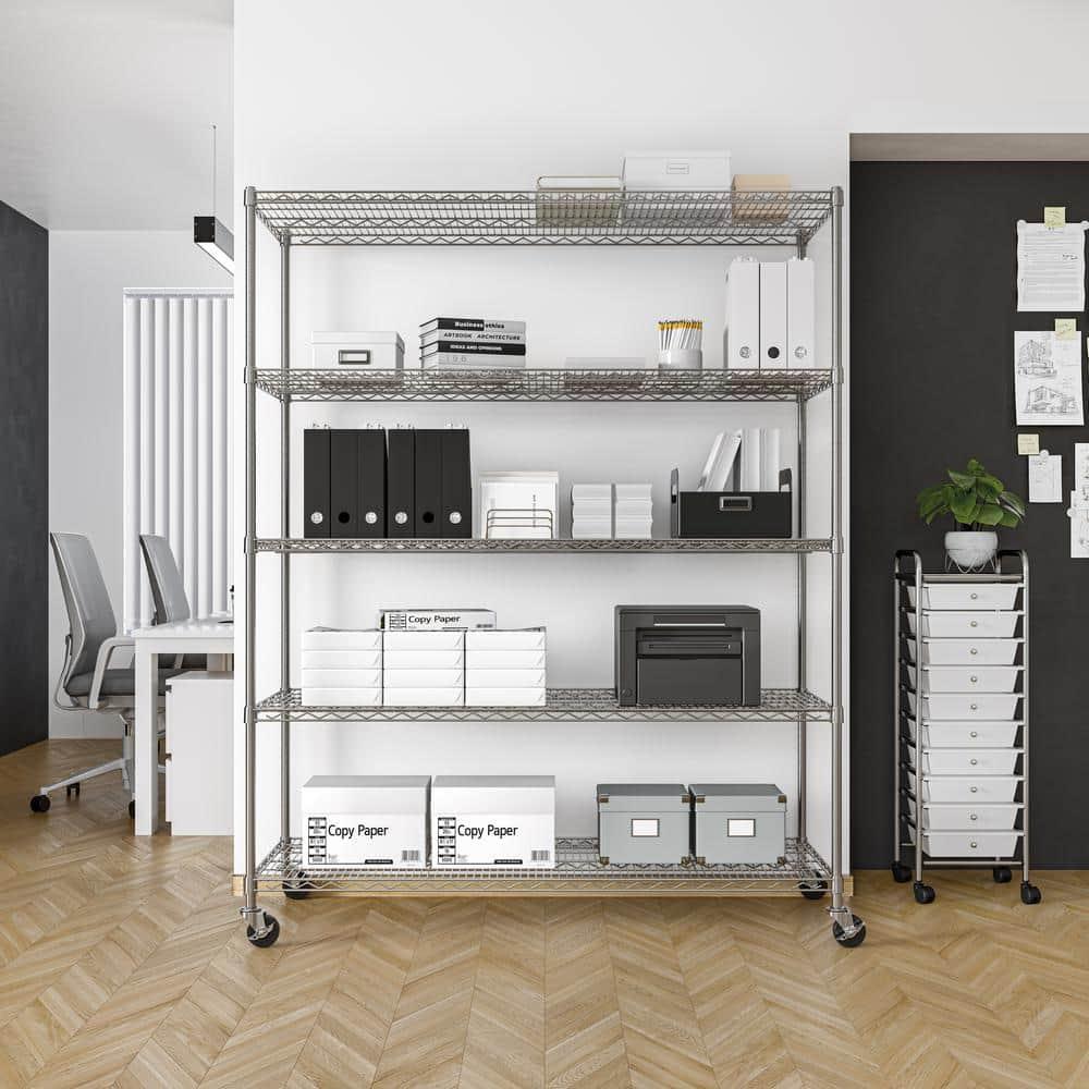 UltraDurable 24" D 5-Tier NSF-Certified Steel Shelving with Wheels