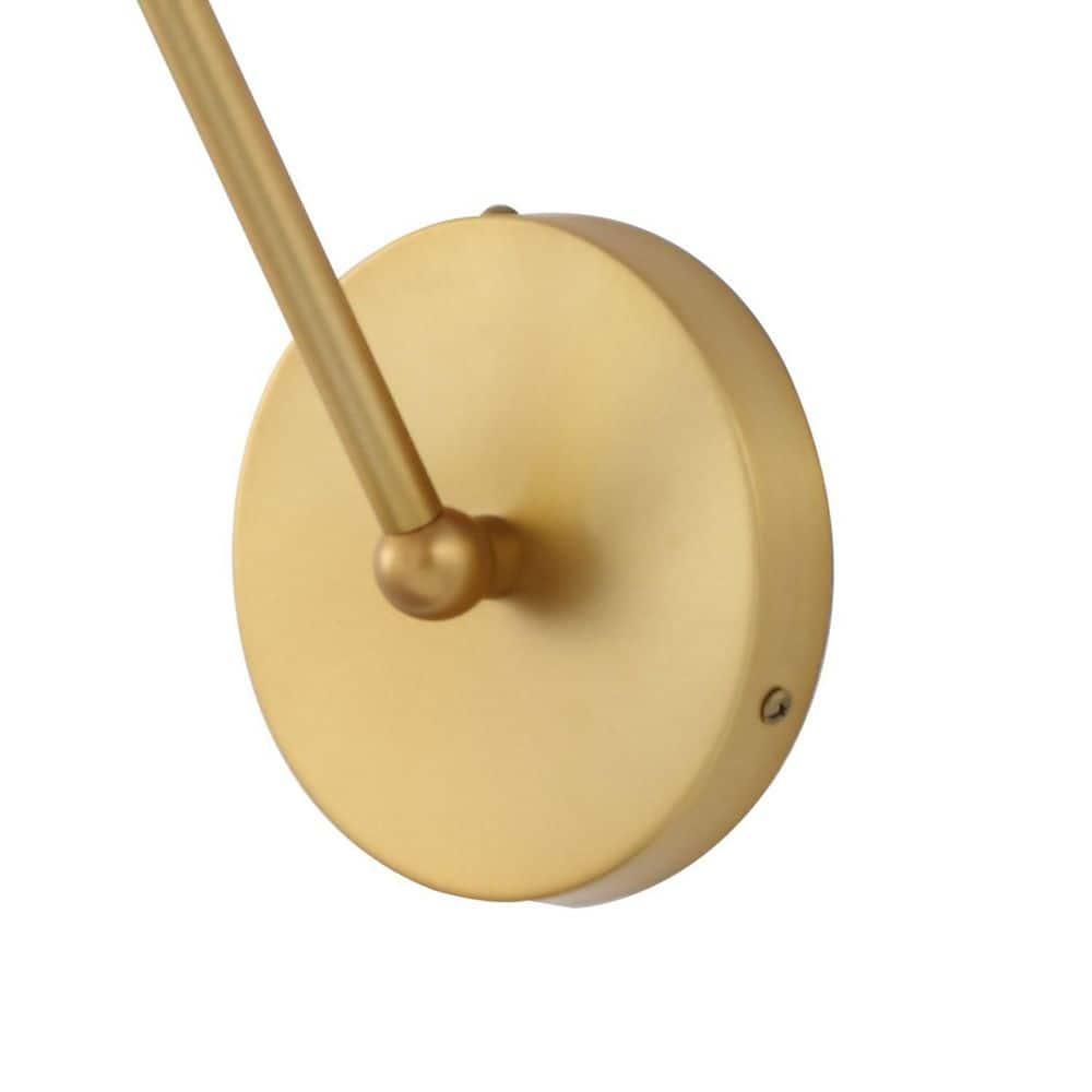 Alba 8" 1-Light Mid-Century Modern Arm-Adjustable Iron/Glass LED Sconce, Brass Gold/Frosted
