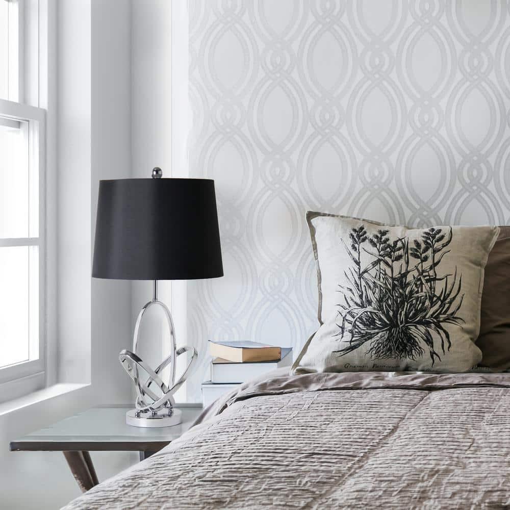 Mod Art Polished Table Lamp with Shade Metallic Silver - Elegant Designs: UL Listed, 3-Way Switch, No Assembly Required