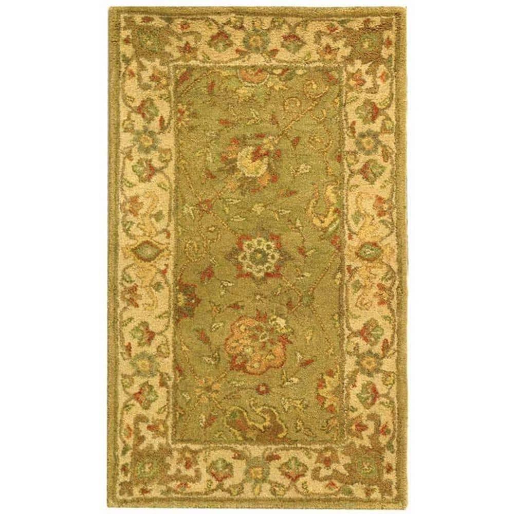 Safavieh Antiquity Dergaz 2 x 4 (ft) Tufted Wool Sage Rectangular Indoor Floral/Botanical Vintage Throw rug
