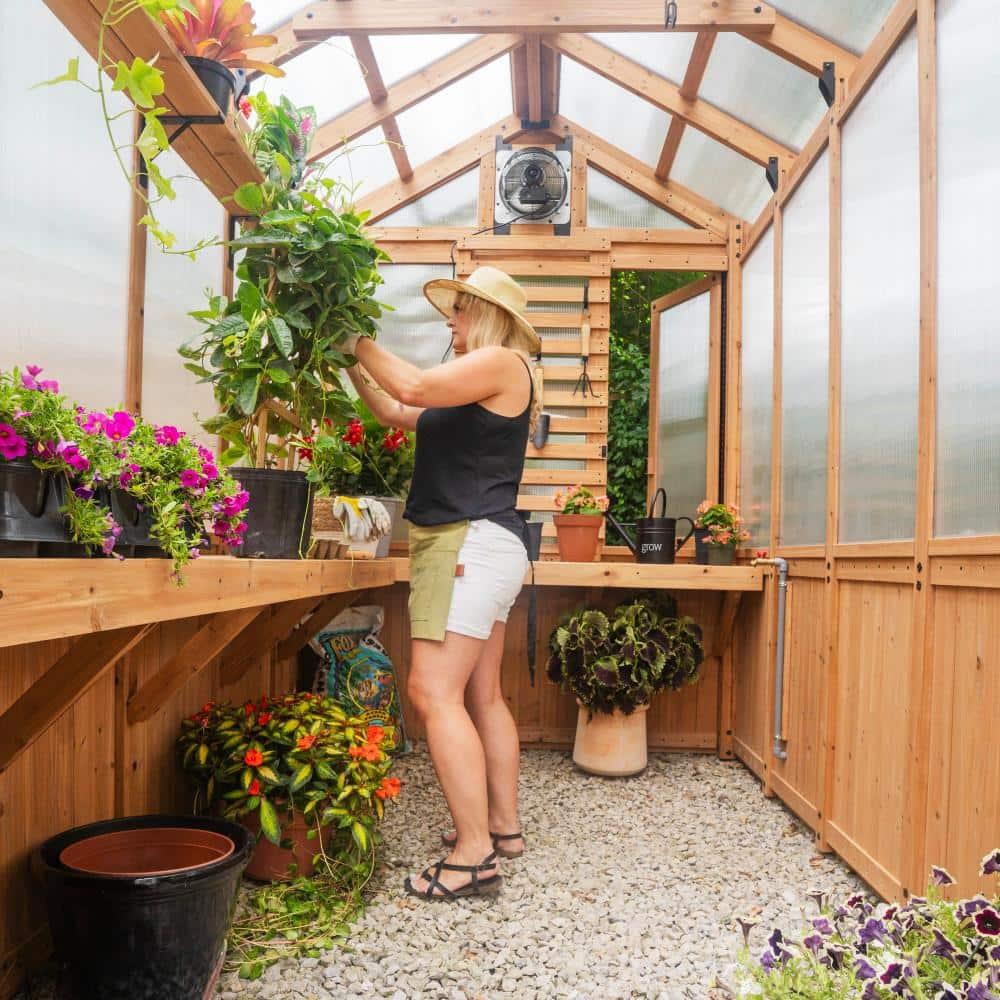 Backyard Discovery Bellerose 9' x 6' Cedar Wood and Polycarbonate Greenhouse Kit, Pergola
