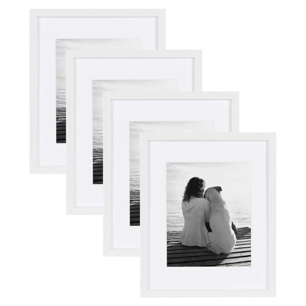 DesignOvation Gallery Rectangle Wood Wall Frame, 11x14 matted to 8x10, White