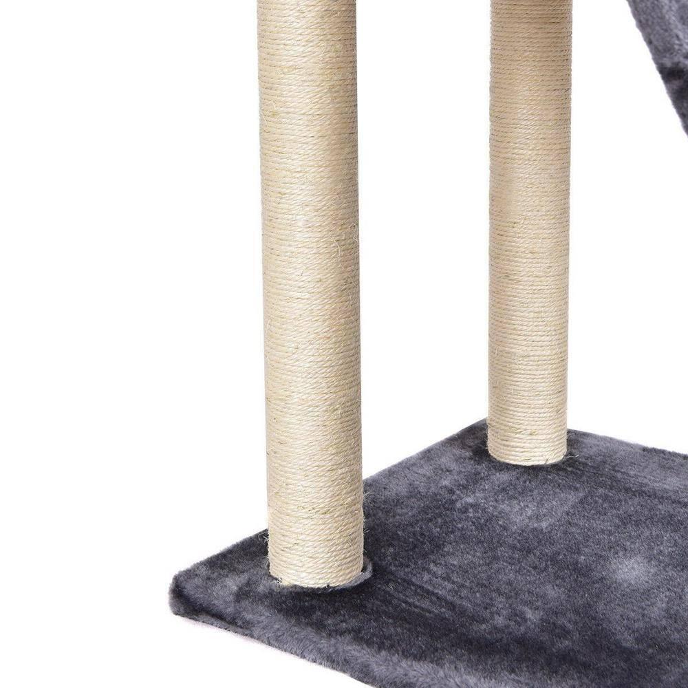 Gymax 35'' Modern Cat Tree 3-level Cat Condo Furniture w/ Openable Roof Sisal Scratching Posts
