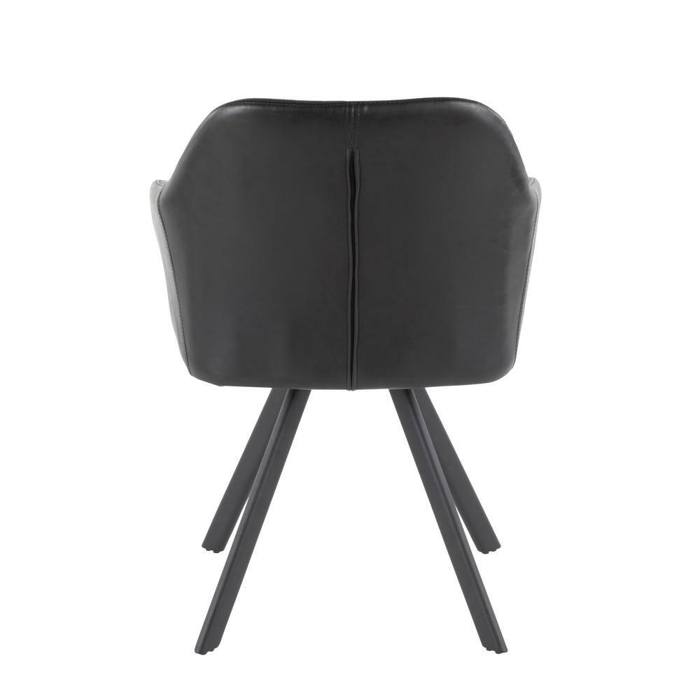 Clubhouse Contemporary Pleated Chair in Black Faux Leather by LumiSource - Set of 2