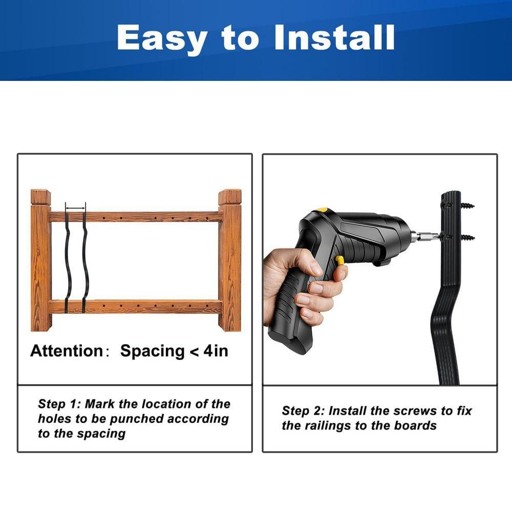 25 Pack - 29.5"x1" Deck Balusters Metal Deck Spindles Staircase Baluster with Screws for Wood Wave Arc Shiny Black Indoor Outdoor