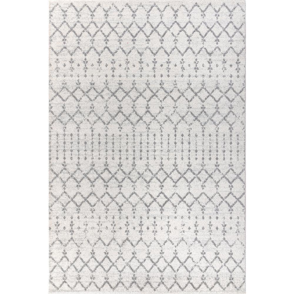 JONATHAN Y Moroccan inspired HYPE Boho Vintage Diamond Cream/Gray 3 ft. x 5 ft. Area Rug