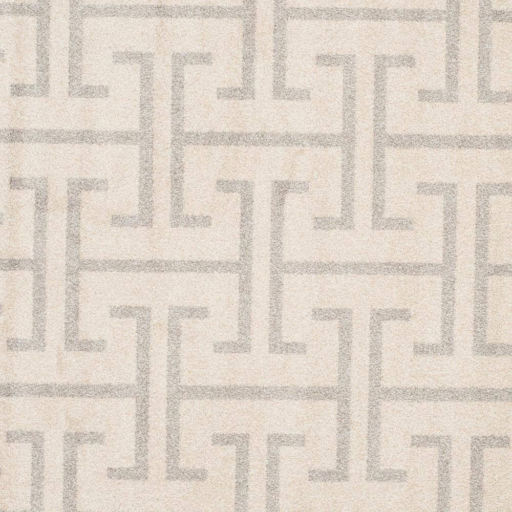 Ivory and Light Gray Rectangular 9' x 12' Synthetic Rug