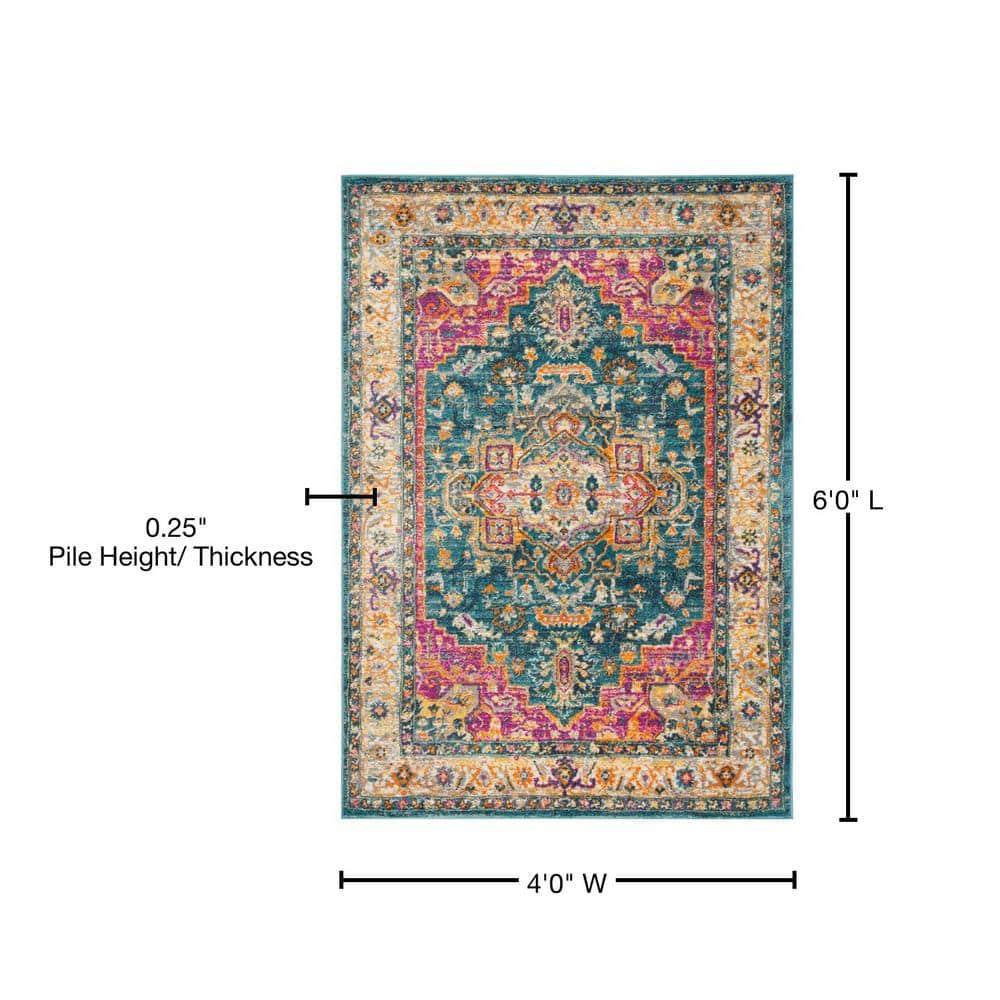 Madison 200 MAD202 Power Loomed Indoor Area Rug - Blue/Multi - 4'x6' - Safavieh