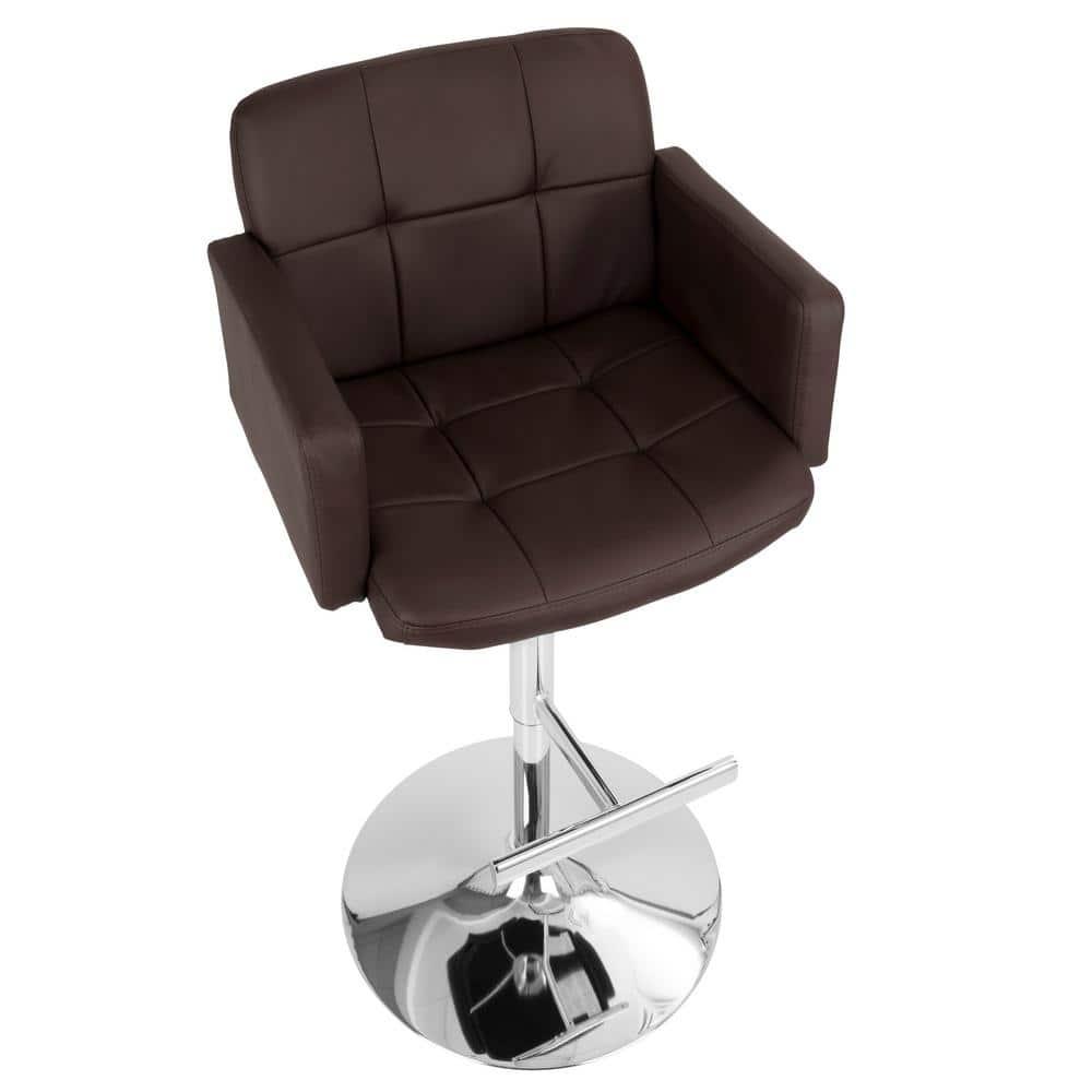 32" Stout Barstool Metal Brown - LumiSource: Upholstered, Swivel, Adjustable Height, Polyurethane Foam