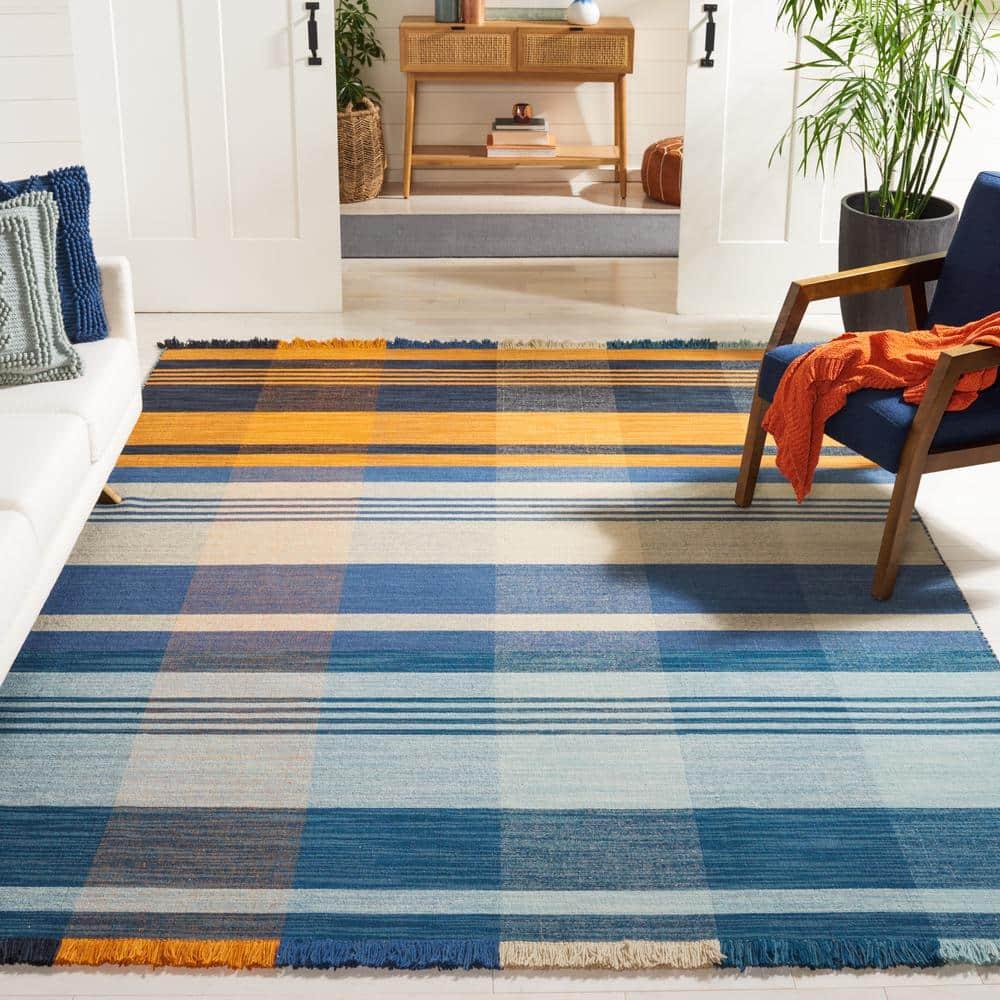 SAFAVIEH Striped Kilim STK708P Orange / Blue Rug