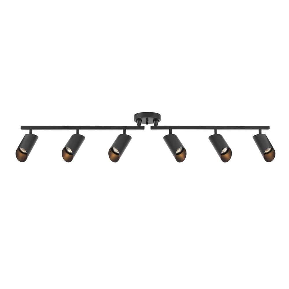 Modern 3.8 ft. Matte Black Foldable Hard Wired Indoor Track Lighting Kit with Adjustable Step Heads