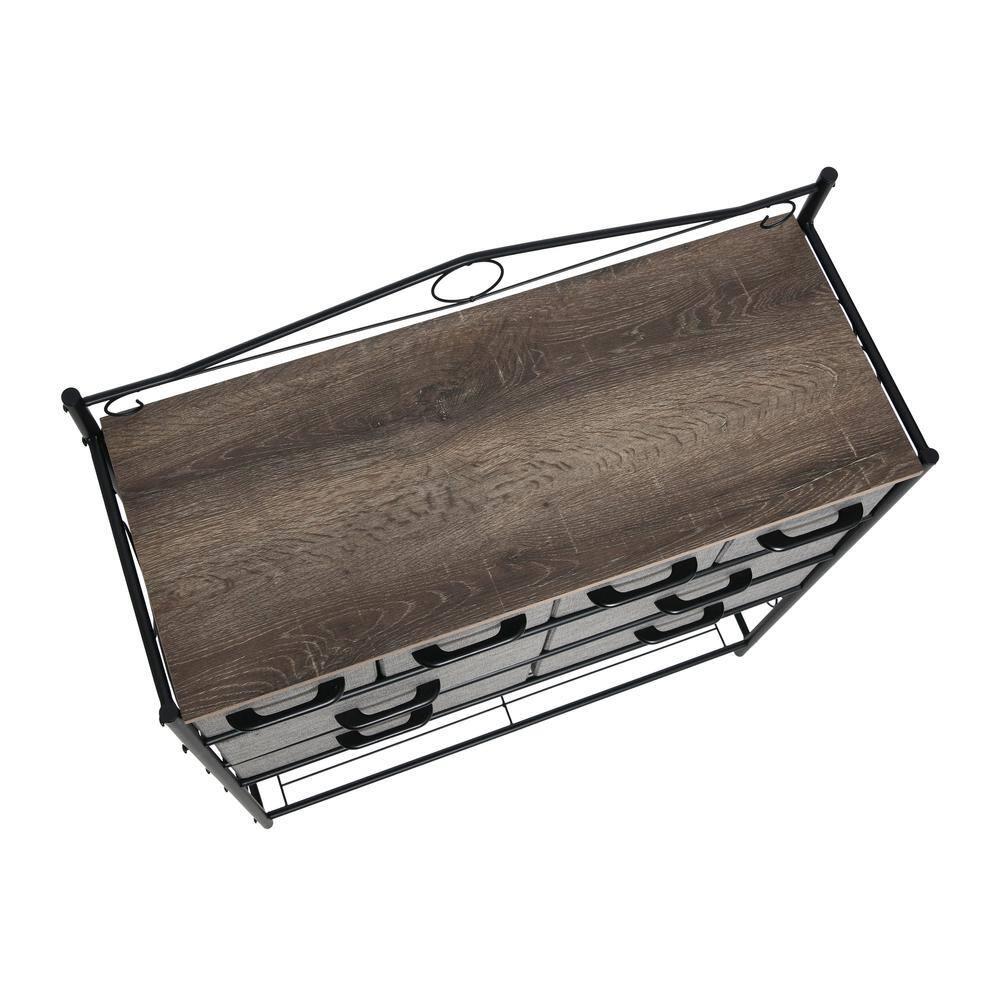 Victorian Style 8-Drawer and Bottom Shoe Shelf Storage Organizer Unit, Black and Ashwood Color