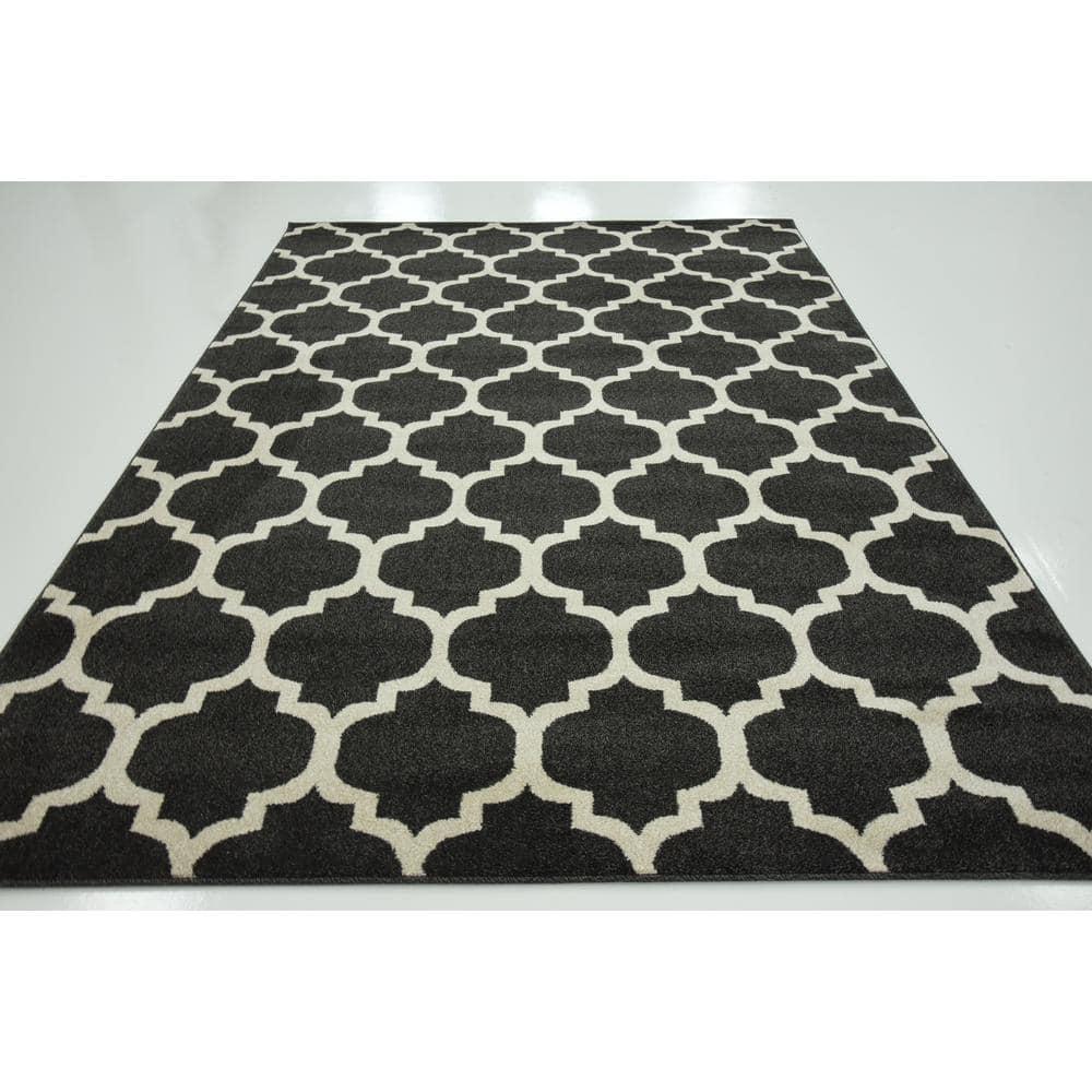 Unique Loom Trellis Collection Area Rug - Philadelphia (6' 1" x 9' Rectangle Black/Beige)