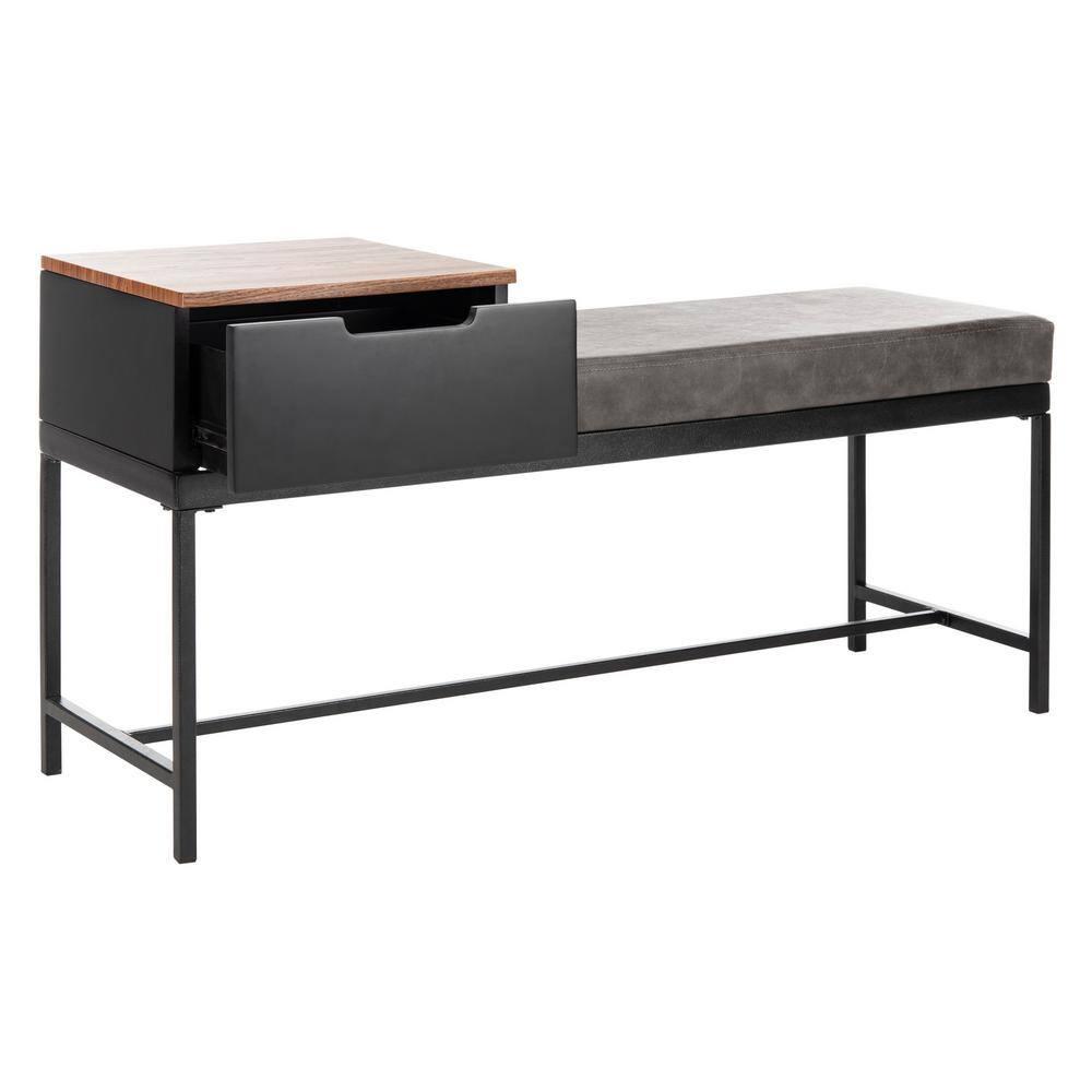Maruka Bench with Storage - Brown/Grey - Safavieh