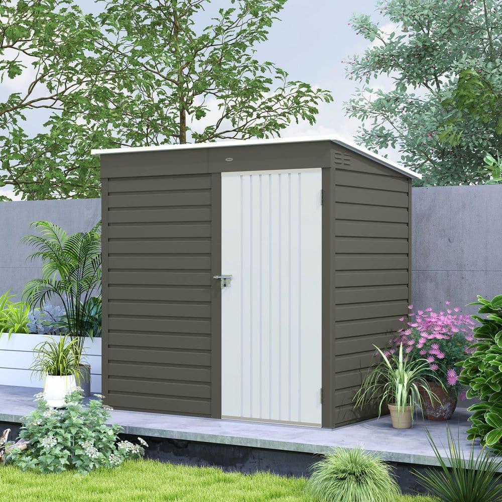 Outsunny 6' x 4' Outdoor Storage Shed, Metal Garden Shed with Lockable Door and Gloves, Tool Shed for Backyard Garden Patio Lawn | Wayfair